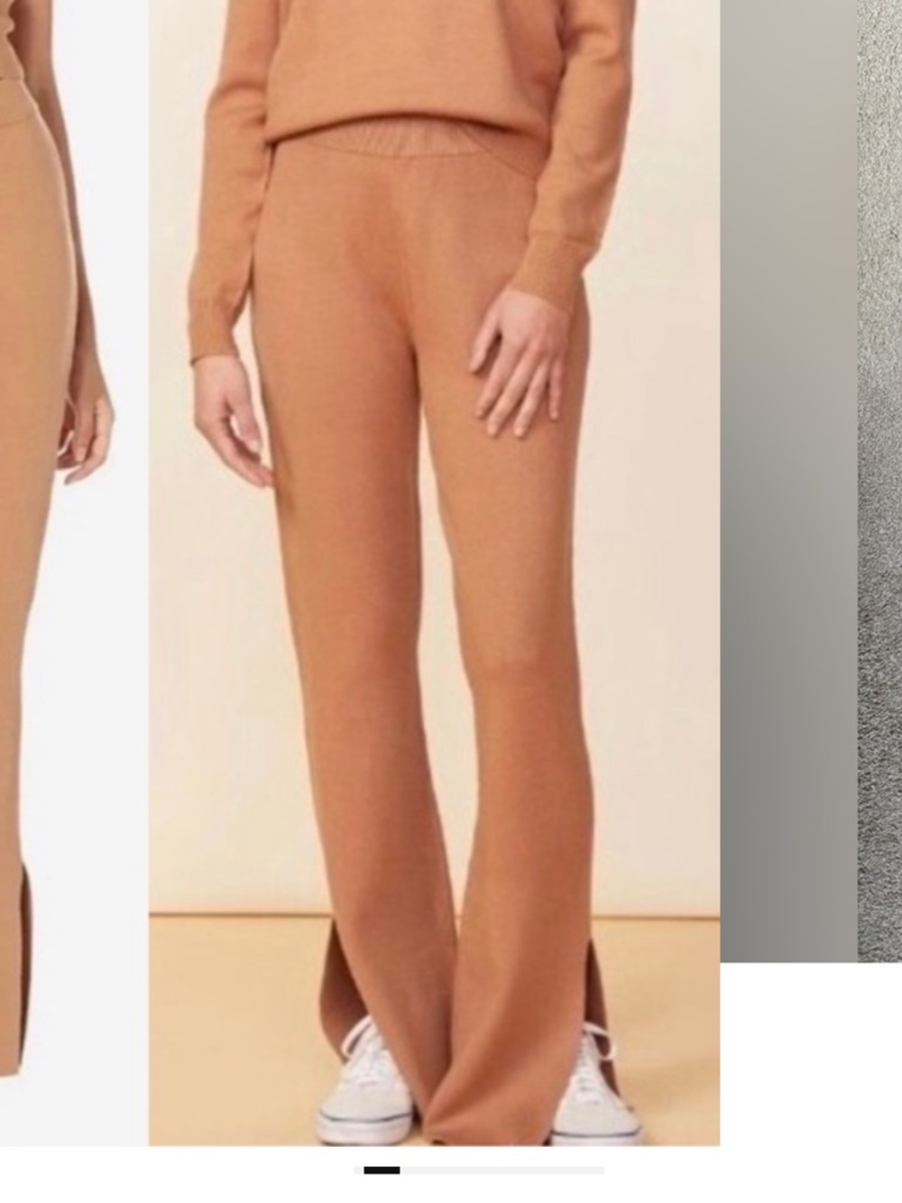 Monrow tan side cut out flared knit sweats